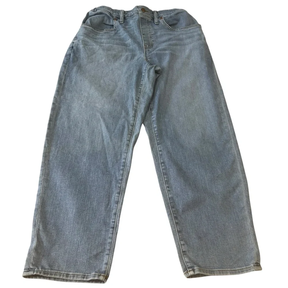 Madewell Light Wash Jeans Size 28 Faux Fly Elastic Waist Comfort Denim pull on
